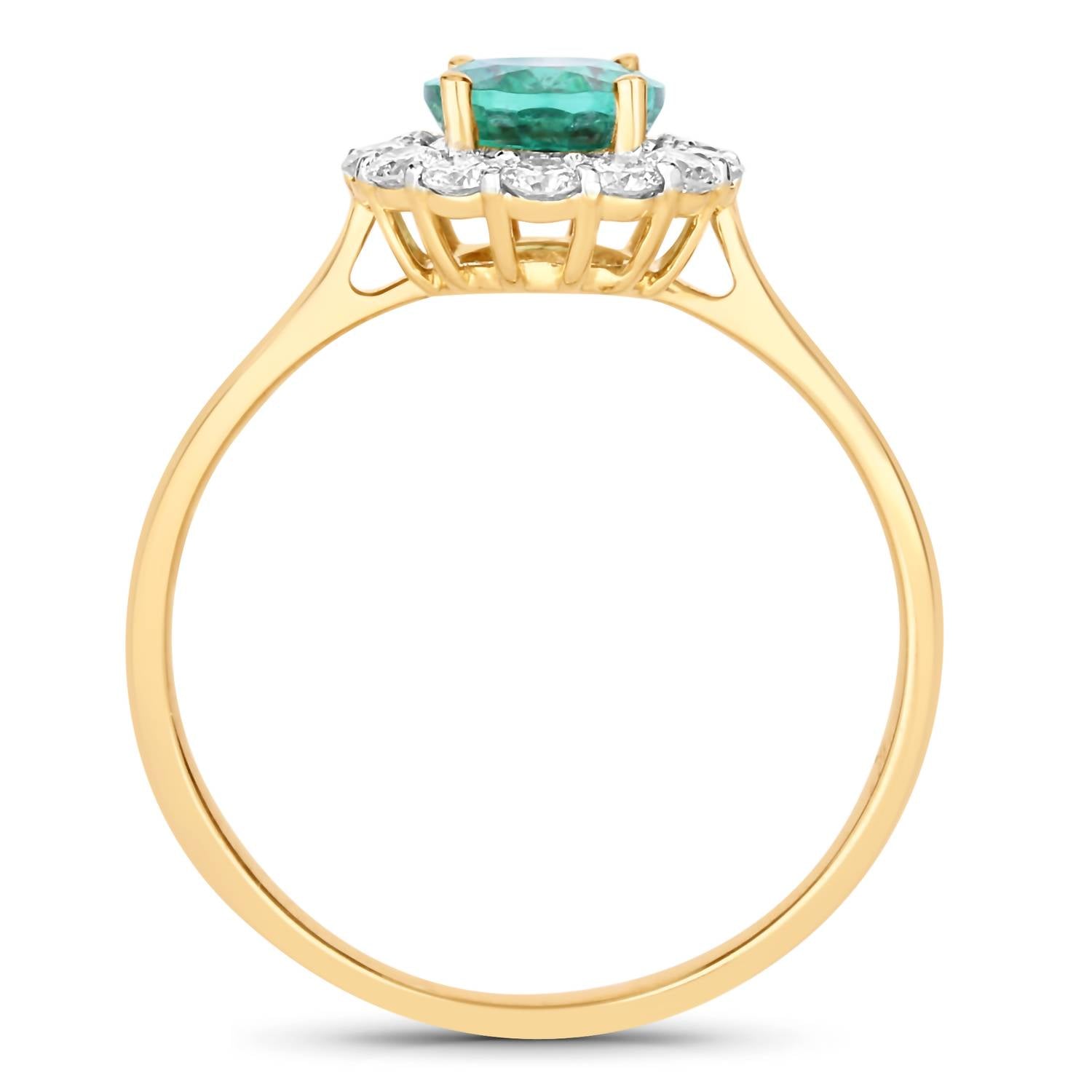 Diana M Jewels Women's Oval Natural Zambian Emerald Fashion Ring (1.62 Ct) - Classic in 14k yellow gold - women's jewelry - detail view