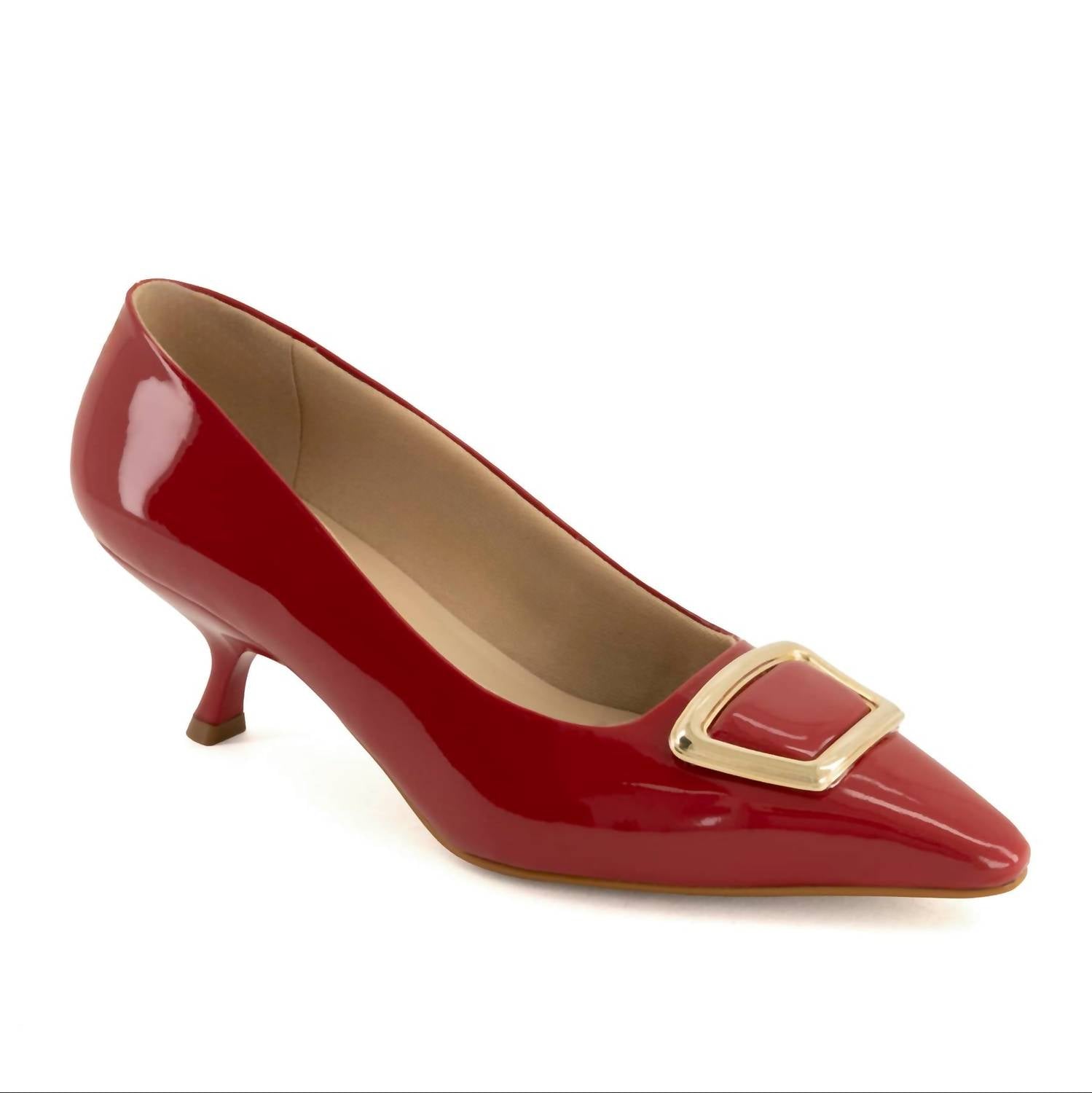 Andrea Women's Low Heel Pump in red - women's heels