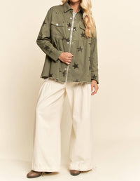 Davi & Dani - Star Printed Baby Doll Shacket