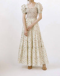 Storia - Mable Cotton Floral Smocked Tiered Boho Prarie Maxi Dress