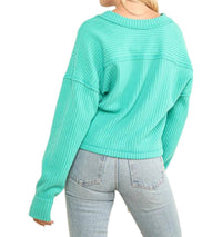 Very J - Vneck Raw Hem Cozy Sweater