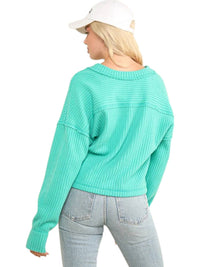 Very J - Vneck Raw Hem Cozy Sweater