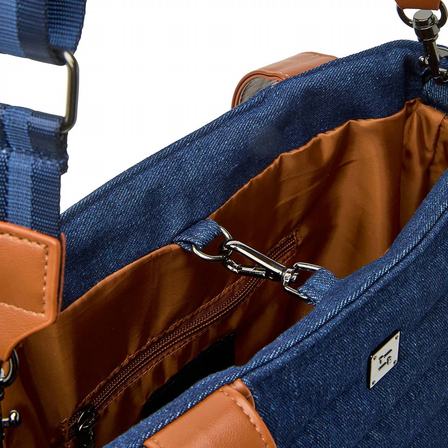 THINK ROYLN High Note Tote in dark denim w mocha luxe trim - women's bag - alternate view