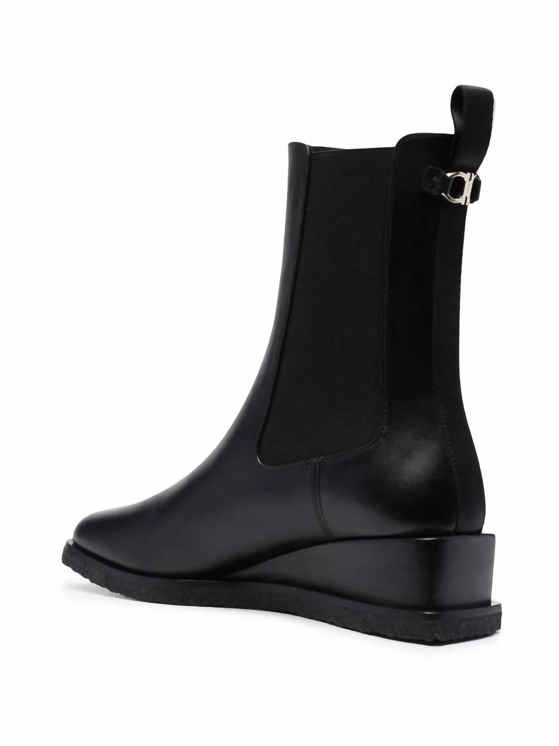 Salvatore Ferragamo Women's Wedge Sole Chelsea Boots in black 1 - women's shoe - alternate view