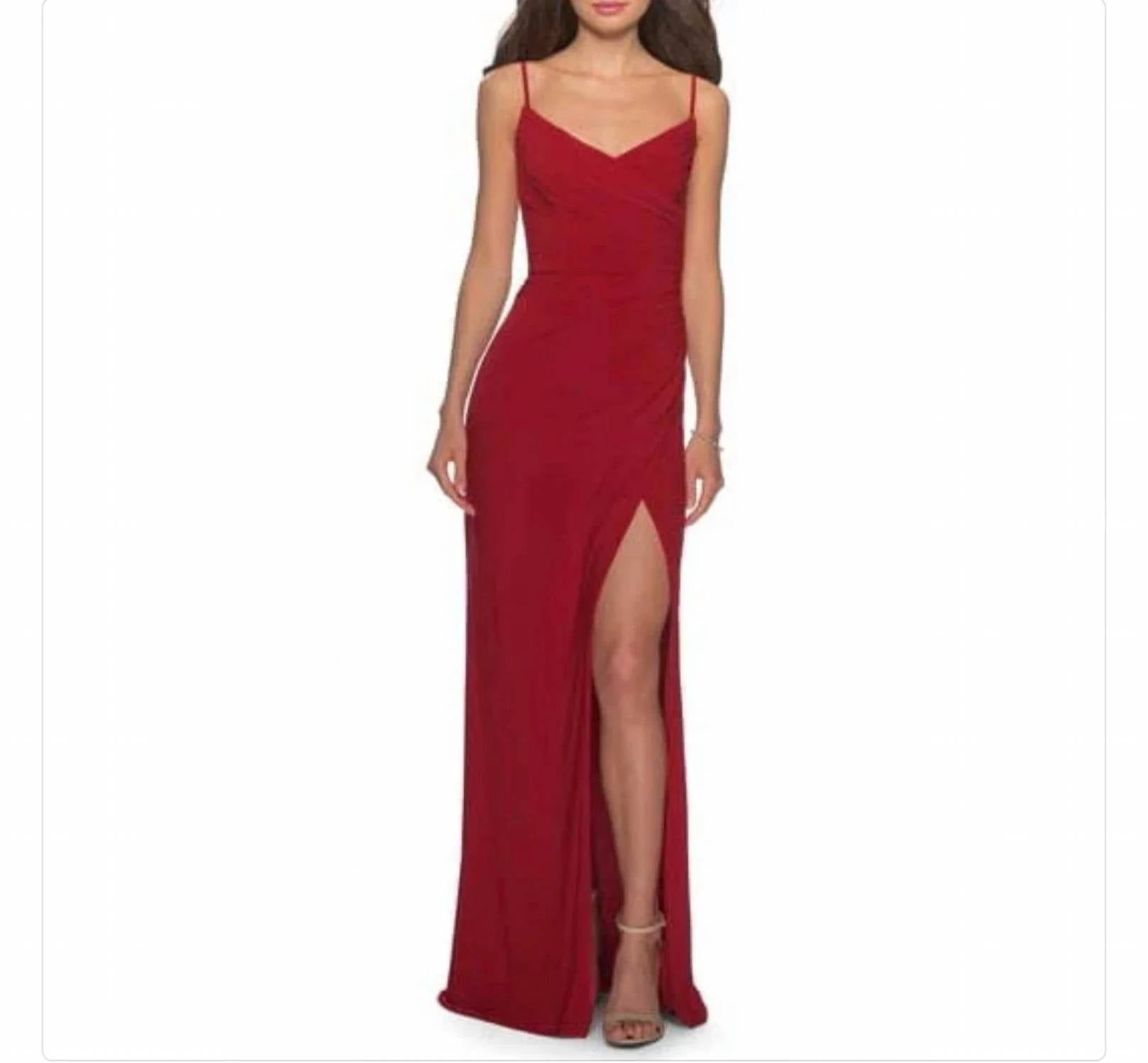 La Femme - Ruched Jersey Trumpet Gown