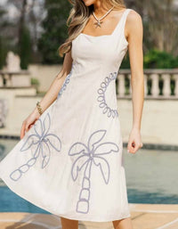 Peach Love - Palm Tree Midi Dress