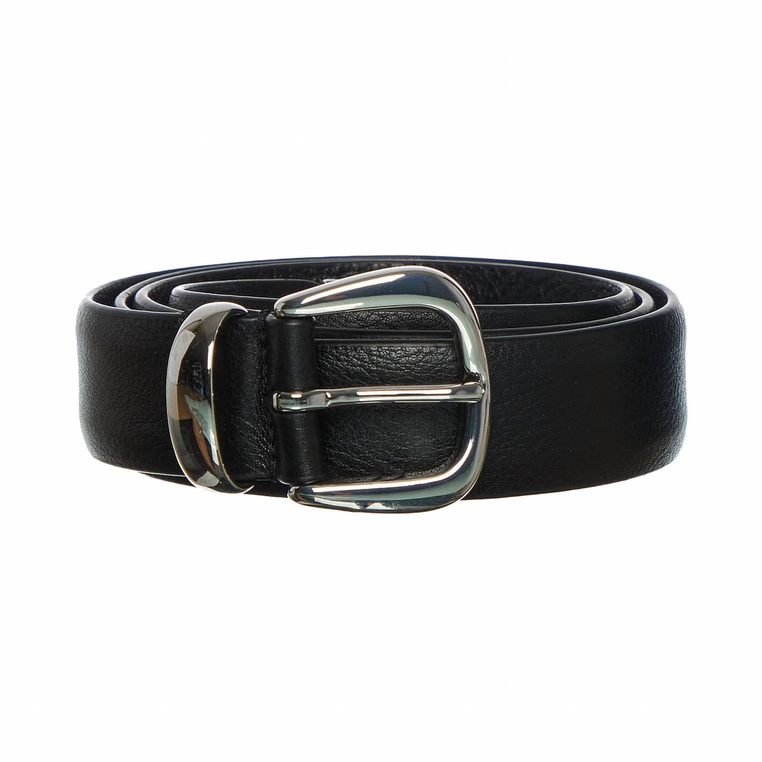 Anderson's Leather Belt With Silver Buckle in black - women's accessory