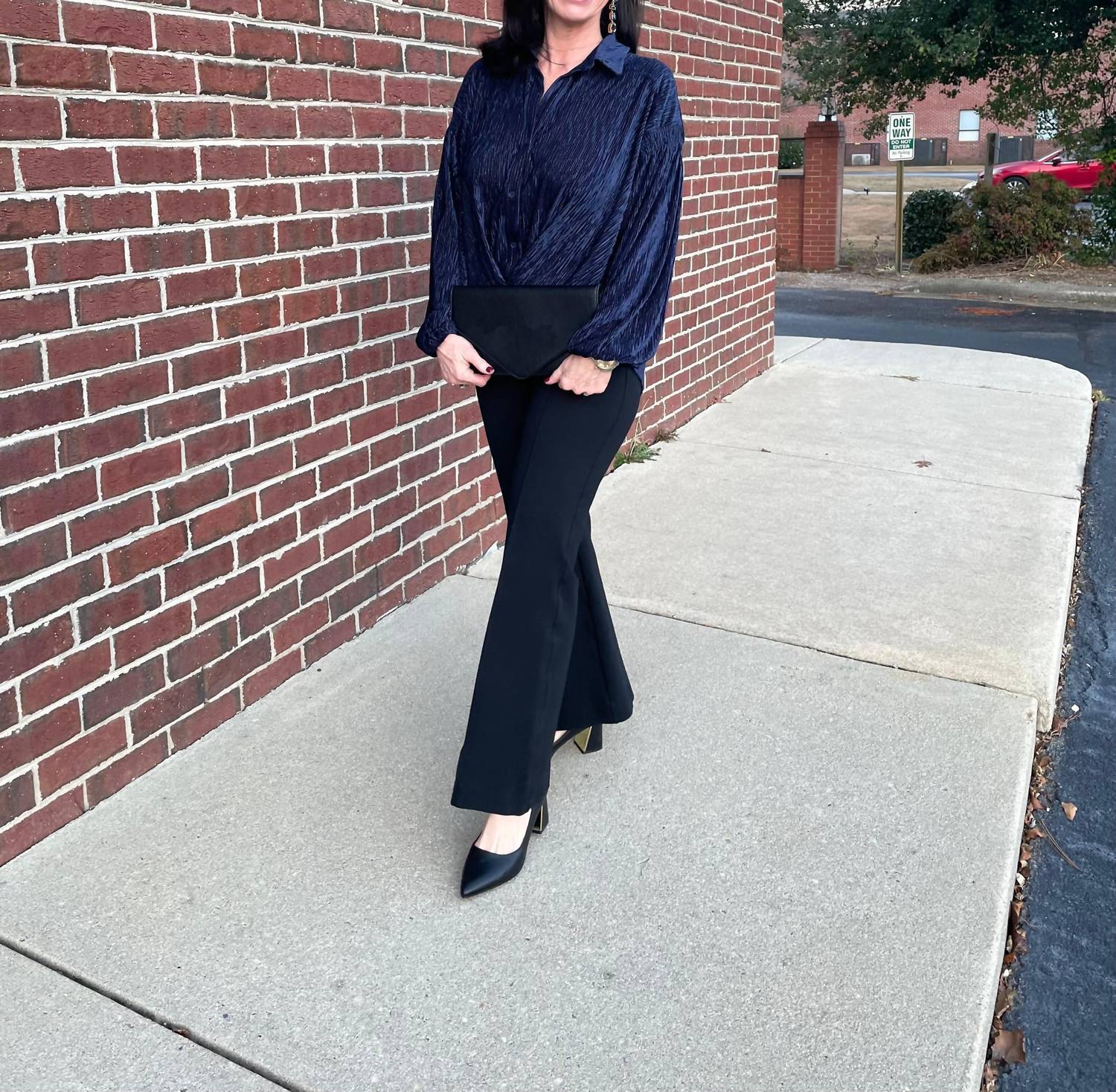 Skies Are Blue - Milena Textured Button Down Blouse