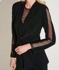 Joseph Ribkoff Embellished Mesh Insert Blazer Jacket in black - women's jacket - alternate view