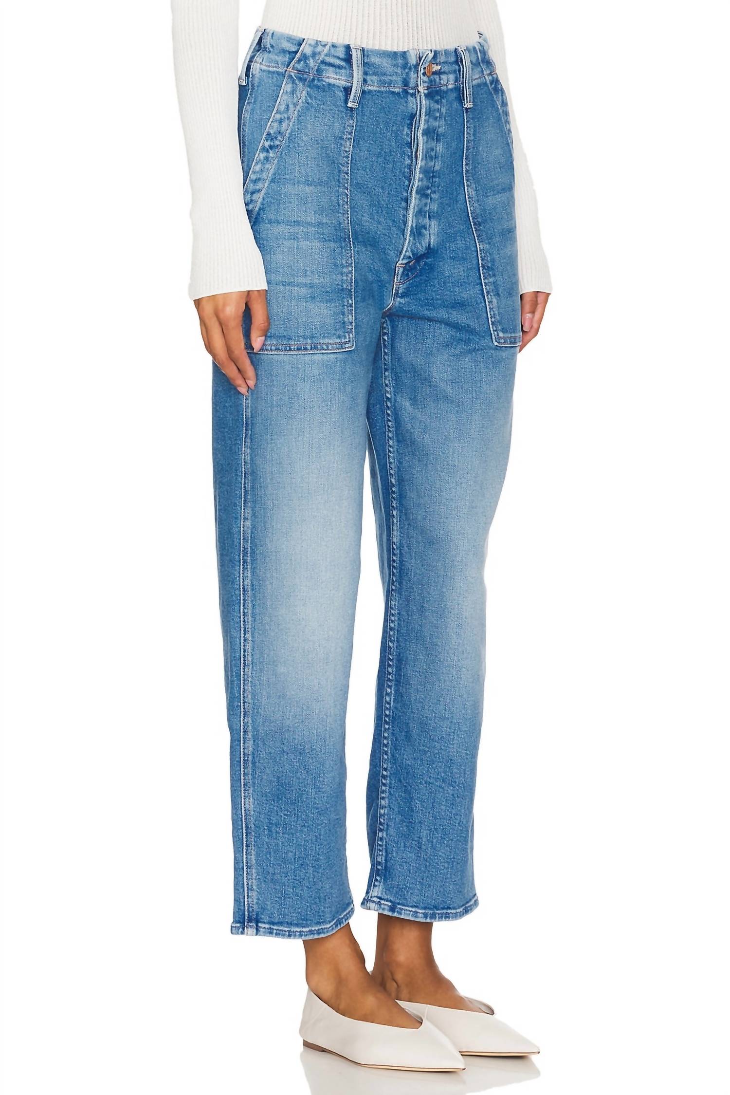 Mother The Patch Pocket Private Flood Jeans in flag me down - women's jeans - detail view