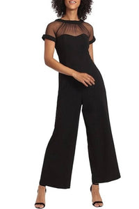 Maggy London - Illusion Neckline Wide Leg Jumpsuit