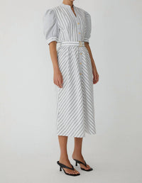 js71 Izel Dress in white black stripe - women's dress - detail view