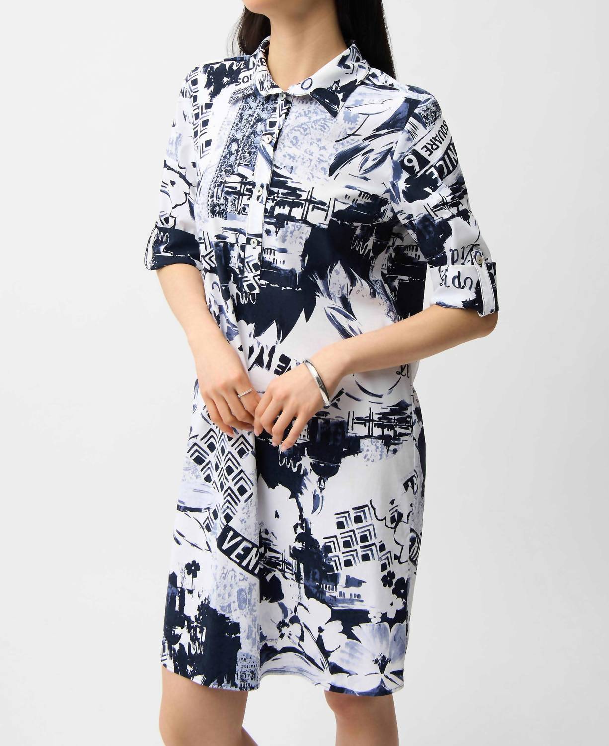 Joseph Ribkoff - Stretch Poplin Conversational Print Shift Dress