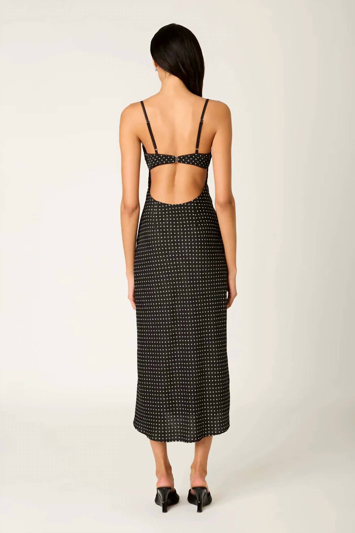 NIA Doheny Polka Dot Dress in black - women's dress - detail view