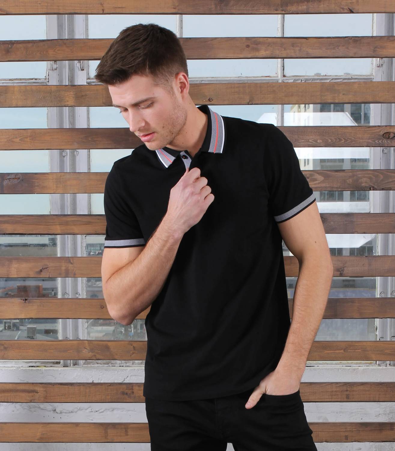 Eight X - Contrasting Trim And Collar Polo