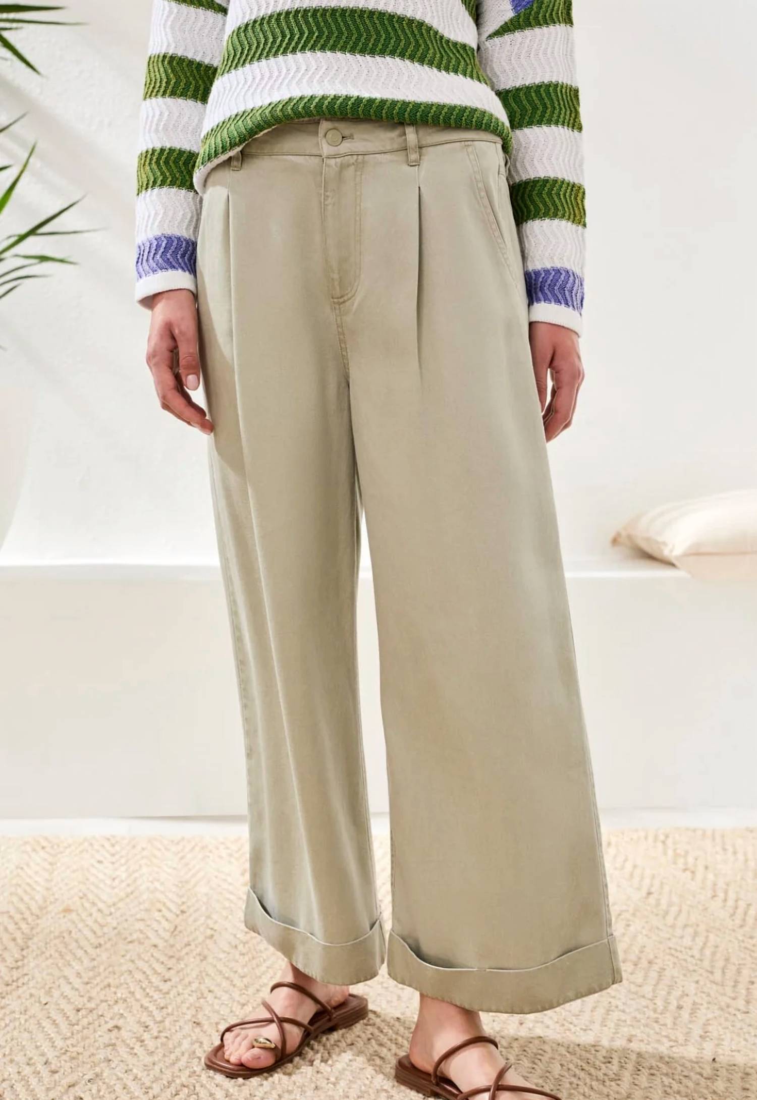 Tribal - Brooke Pleated Wide Leg Pants With Cuffs
