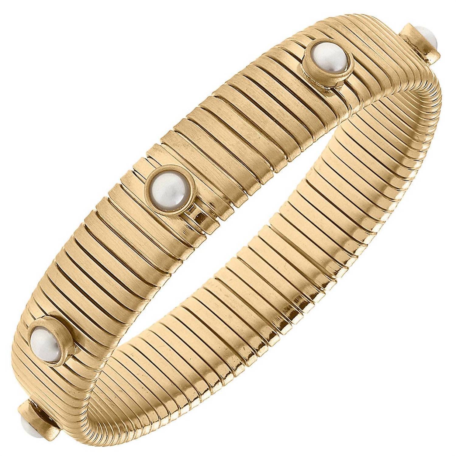 CANVAS Style Women's Winston Pearl Watchband Bangle in gold - women's jewelry - detail view