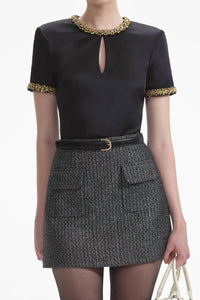 Self-Portrait - Satin Embellished Top