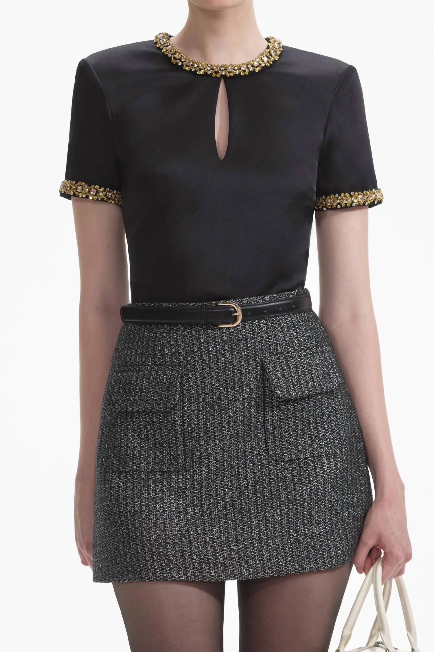 Self-Portrait - Satin Embellished Top