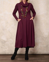 Noen - Long-sleeve Cowl Neck Soft Knit Dress