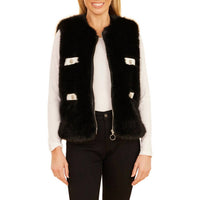 Dolce Cabo - Fake Fur Vegan Leather Trimmed Vest