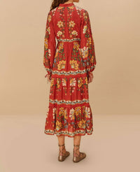 Farm Rio - Garden Delight Long Sleeve Midi Dress