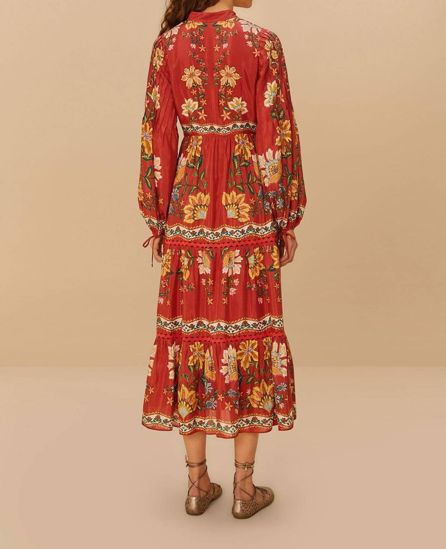 Farm Rio - Garden Delight Long Sleeve Midi Dress