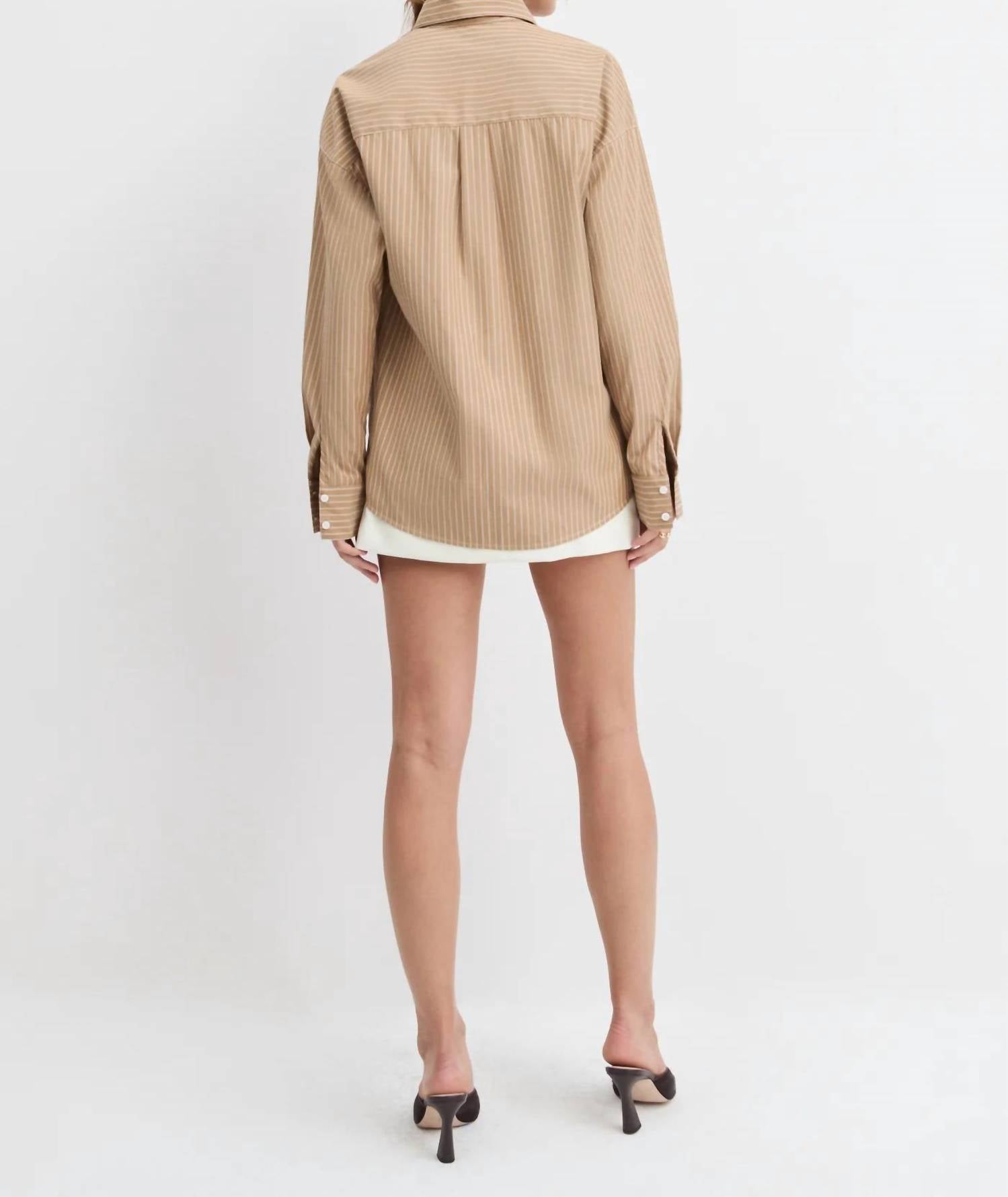 Favorite Daughter The Ex-boyfriend Shirt in oatmeal stripe 1 - women's shirt - alternate view