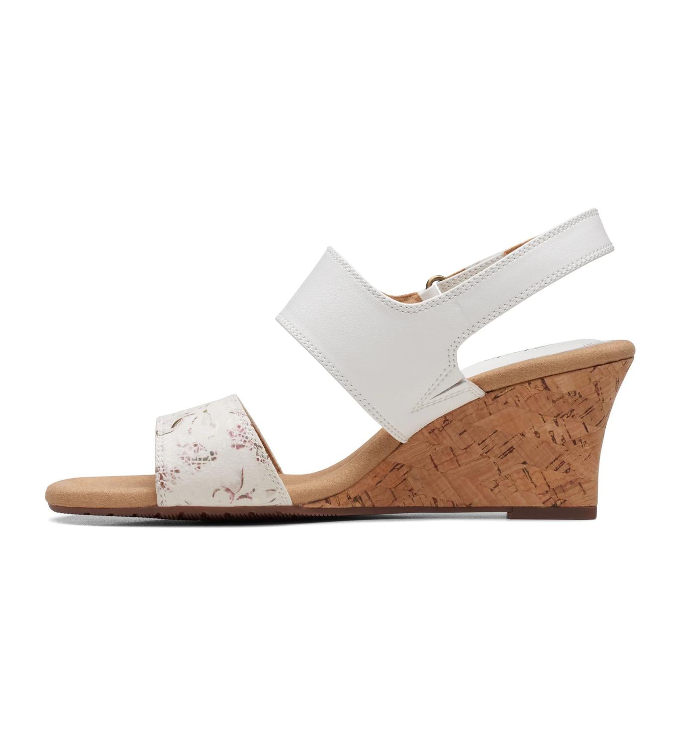 Clarks Women's Kyarra Faye Wedge Sandal in white leather - women's sandal - alternate view