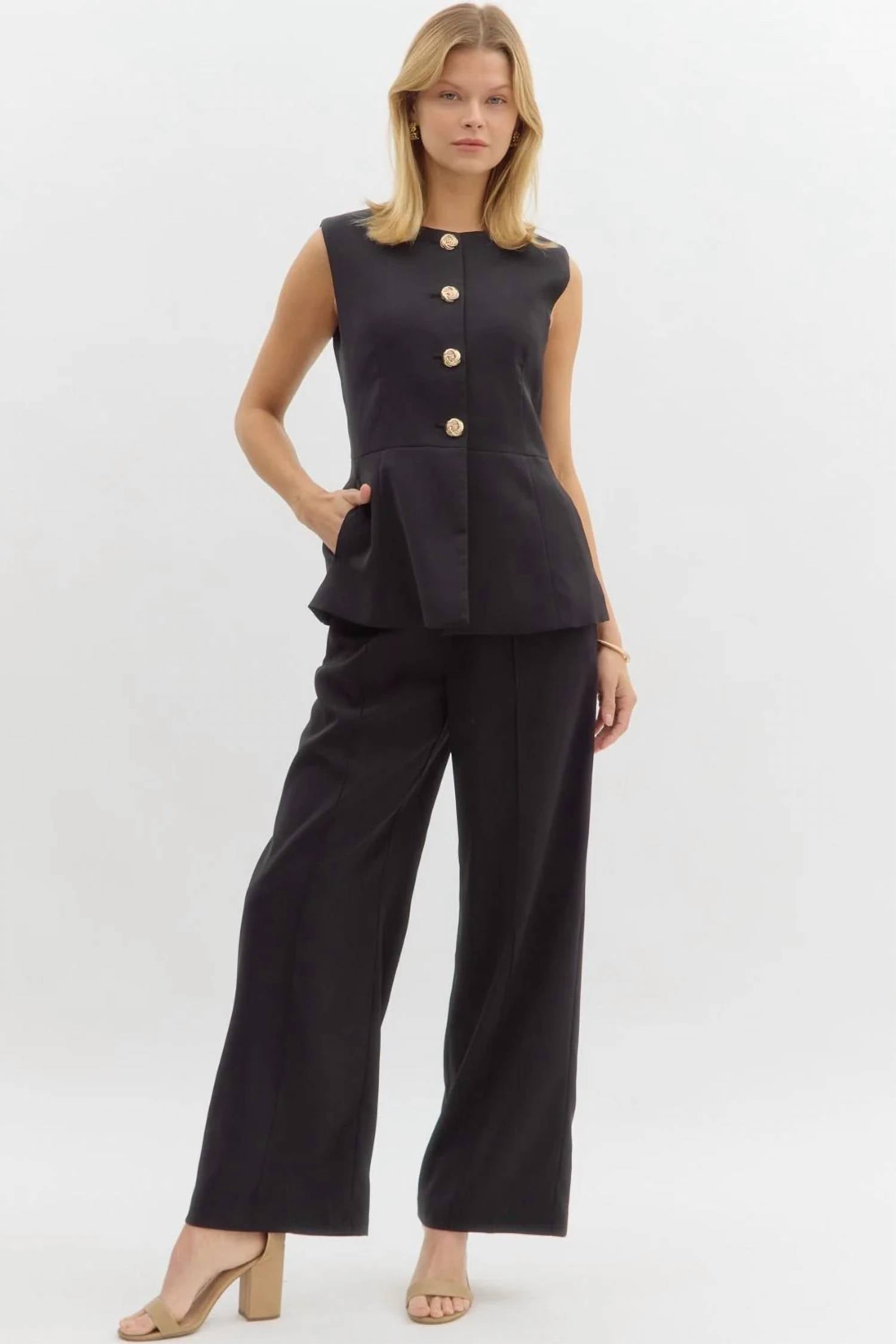 Entro - Ashley Pintuck Straight Leg Trouser Pants