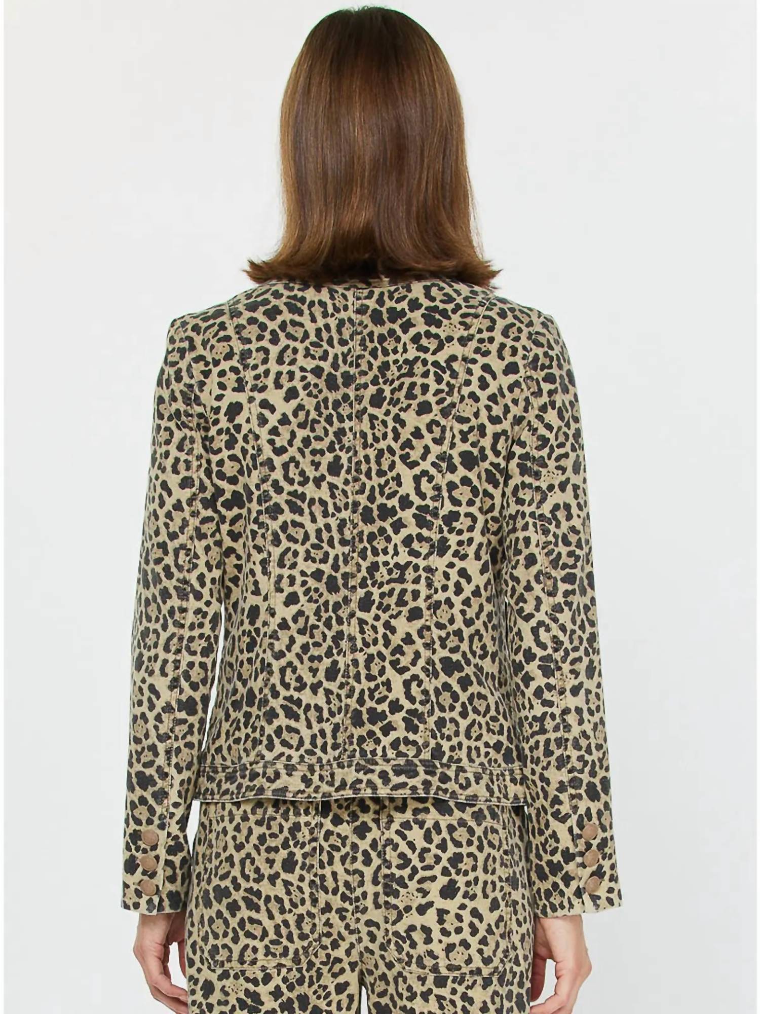 current air Leopard Cotton Jacket in brown black - women's jacket - detail view