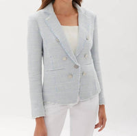 Ecru - Plaid Fitted Blazer