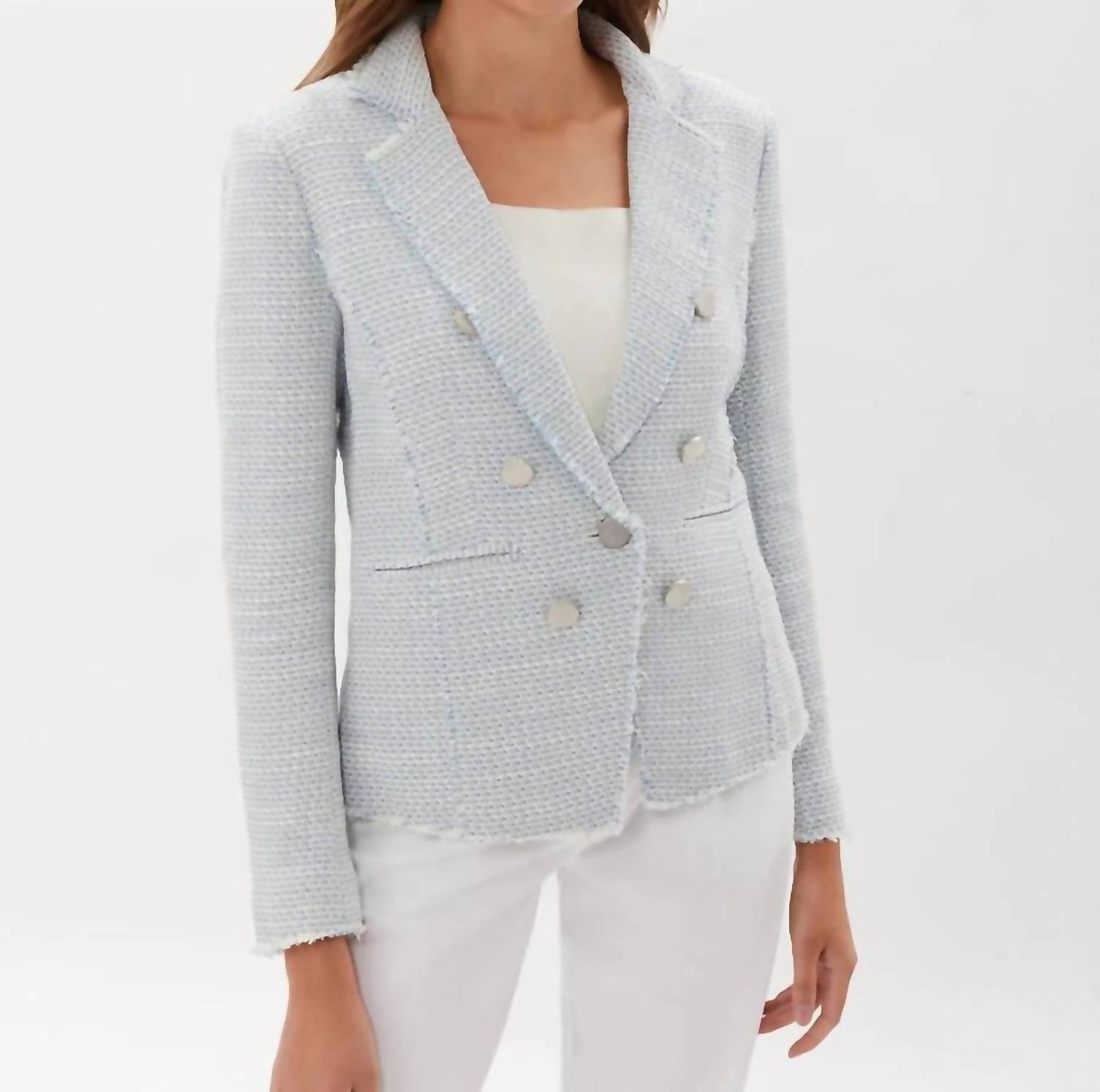 Ecru - Plaid Fitted Blazer