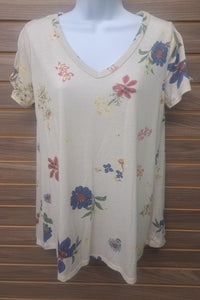 Mts - Women's Flowy Floral Tie Sleeve Tee