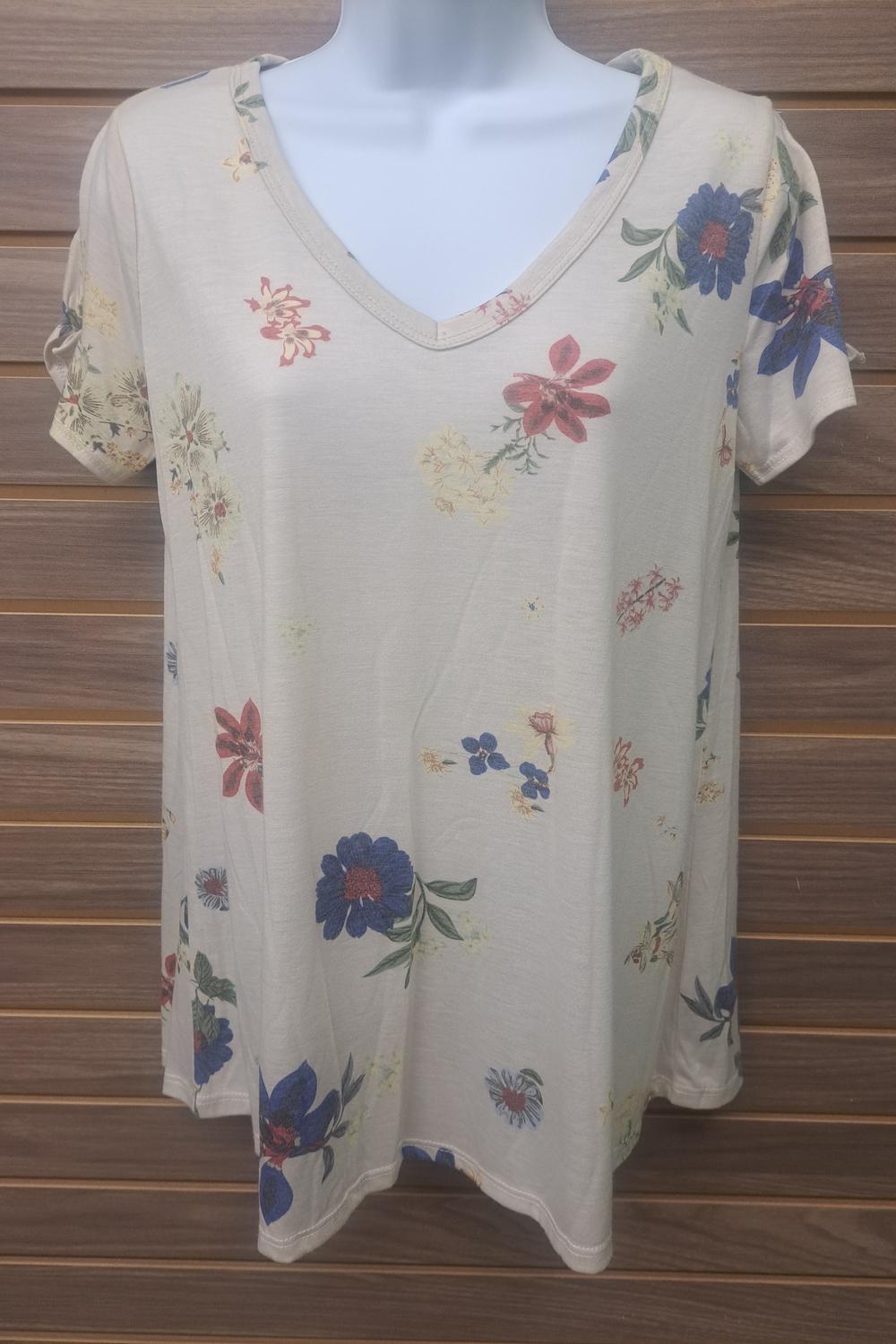 Mts - Women's Flowy Floral Tie Sleeve Tee