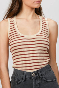 STRIPED RIBBED TANK