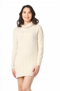 Papillon - Cable Knit Cowl Neck Sweater Dress
