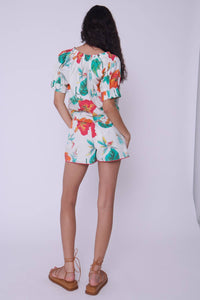 LOVE THE LABEL Dawson V- Neck Top in carmela floral print - women's blouse - detail view