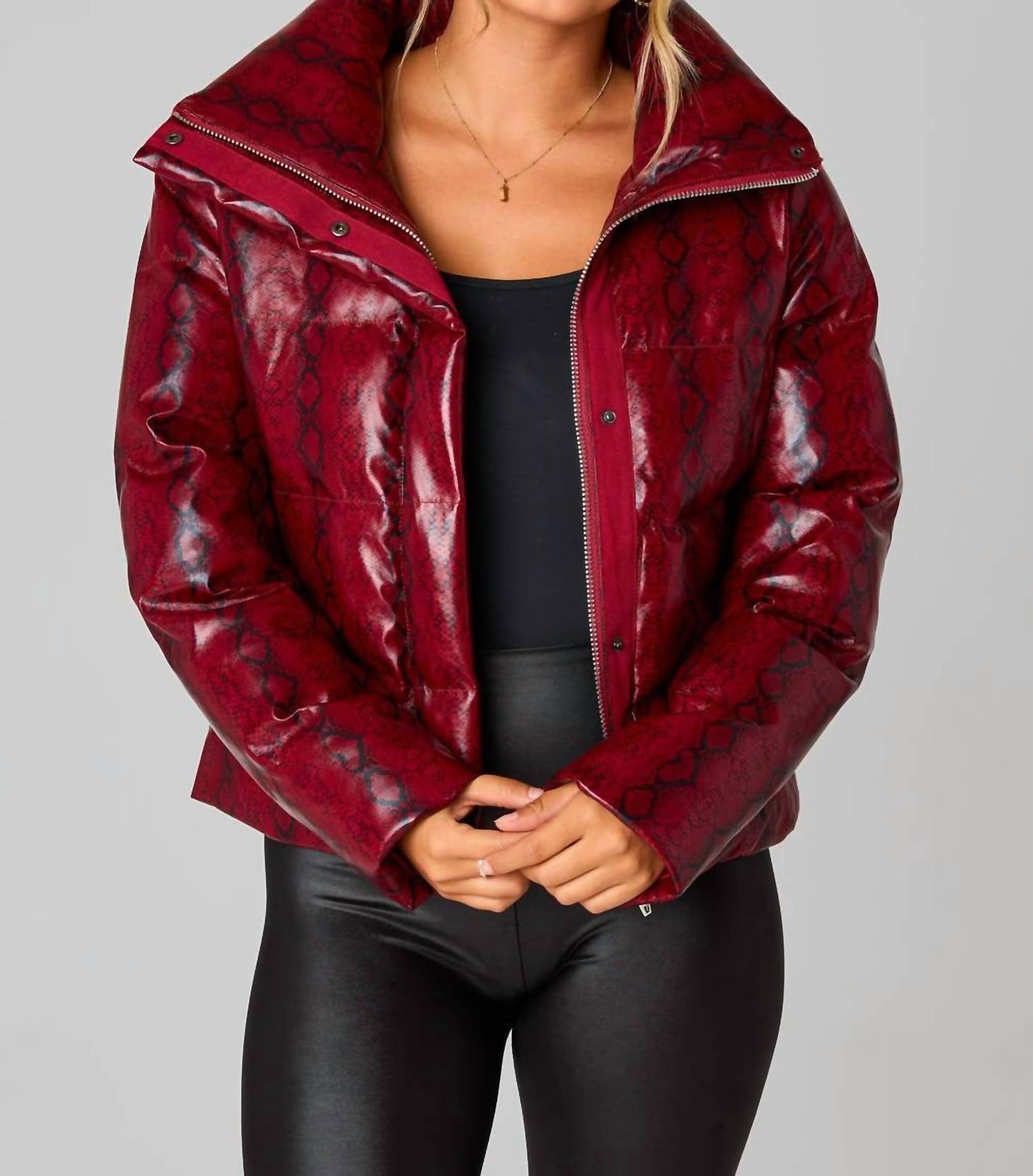 BUDDYLOVE Addison Snake Puffer Jacket in red black - women's jacket