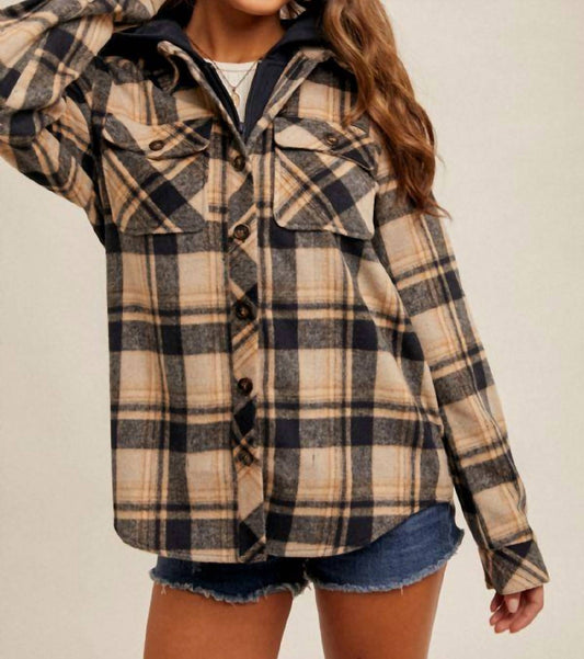 Hem & Thread - Twofer Button Down Navy Plaid Shacket