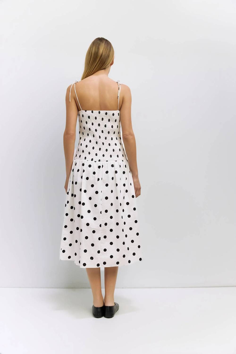 All : Row - The Natalie Smocked Polka Dot Midi Dress
