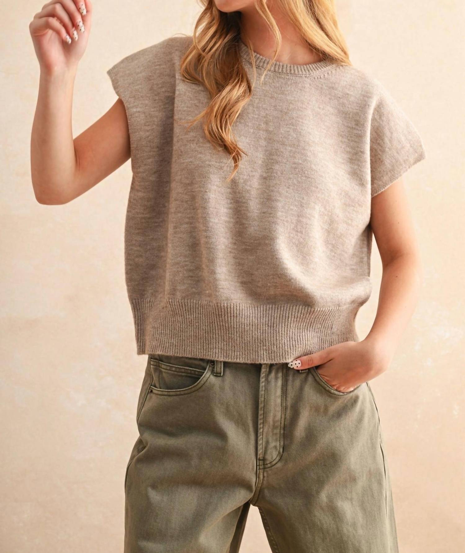 Miou Muse - Victoria Short Sleeve Soft Knit Top