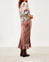NUD by Nekane Printed Blouse With Balloon Sleeves in dusty pink - women's blouse - alternate view
