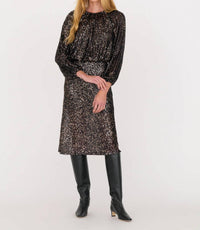 SECULAR Ava Sequin Top in black rose gold - women's long sleeve top - detail view