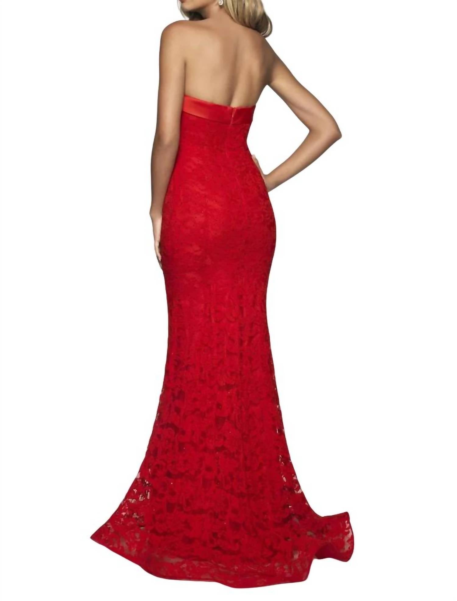Blush Prom - Lace Strapless Mermaid Gown