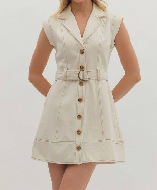 Entro - Collard Button Down Belt Dress