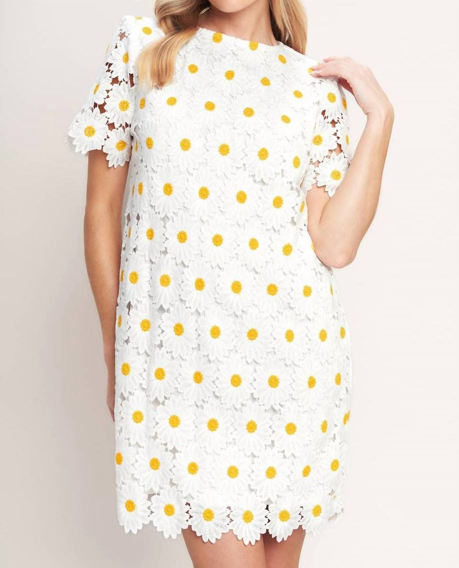 FLYING TOMATO Daisy Bliss Lace Mini Dress in white - women's dress