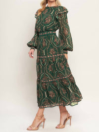 Flying Tomato - Printed Woven Midi Dress