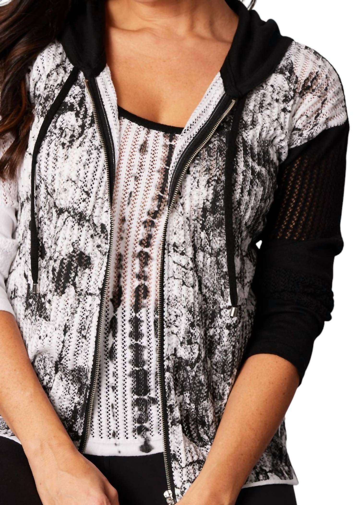 Angel Apparel - Abstract Zip Hoodie Cardigan