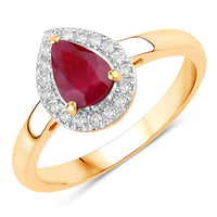 Diana M Jewels Women's Pear Natural Ruby Fashion Ring (1.02 Ct) - Petite in 14k yellow gold - women's jewelry